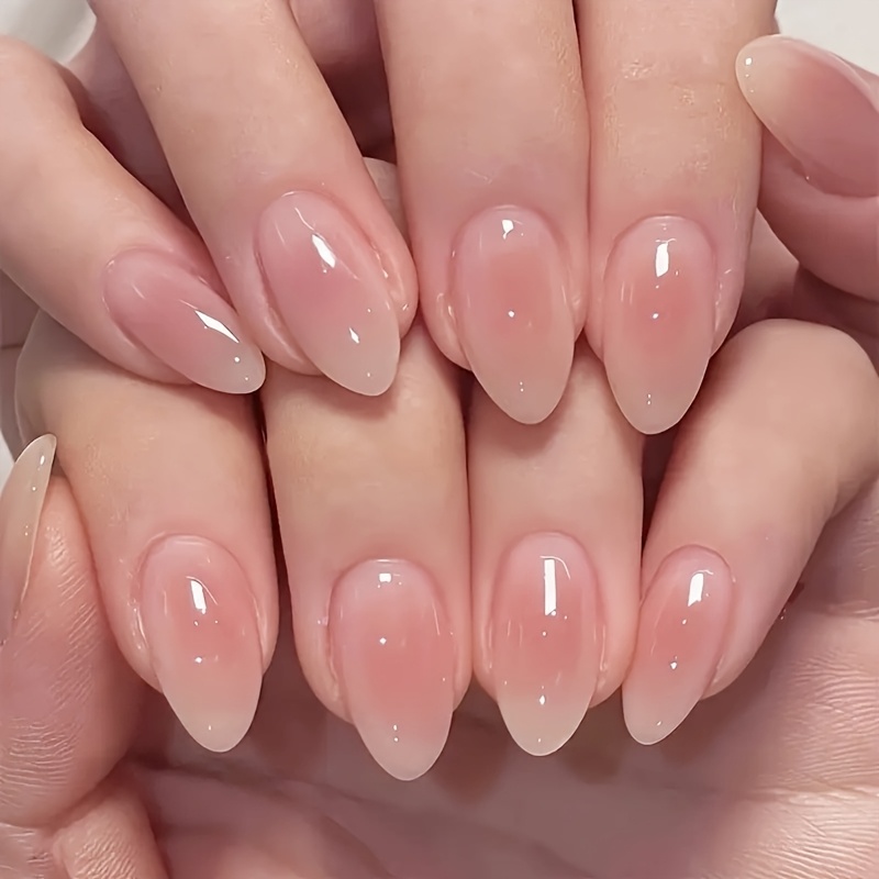 30pcs Almond Short Press-on Nails, Fashionable Easy Versatile Nails, With Gel And Nail File, Suitable For Women' Party Holiday Use