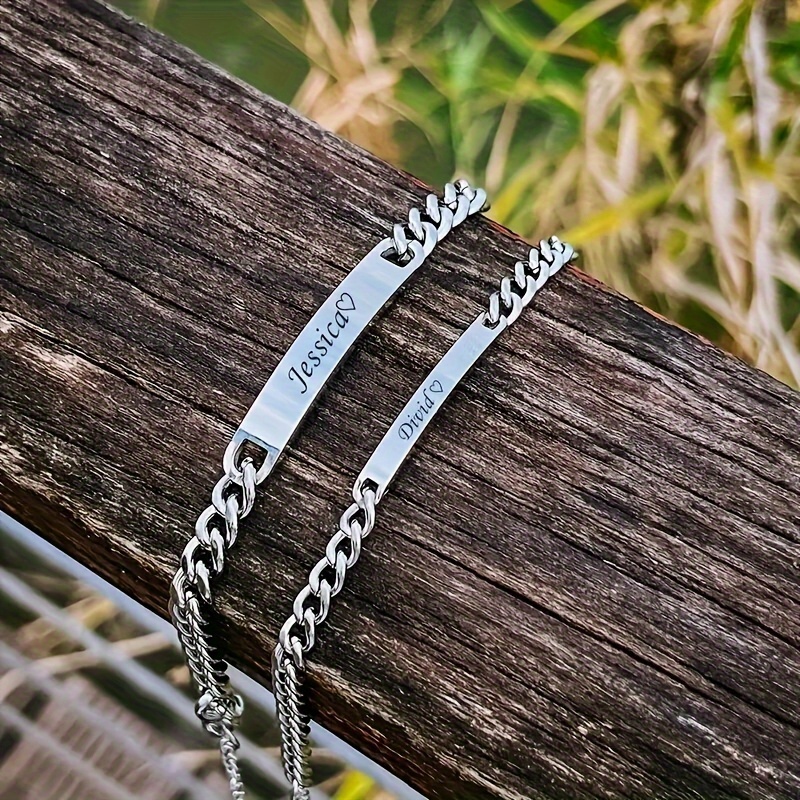 Custom Couple's 18K Plated Name Bracelets Set