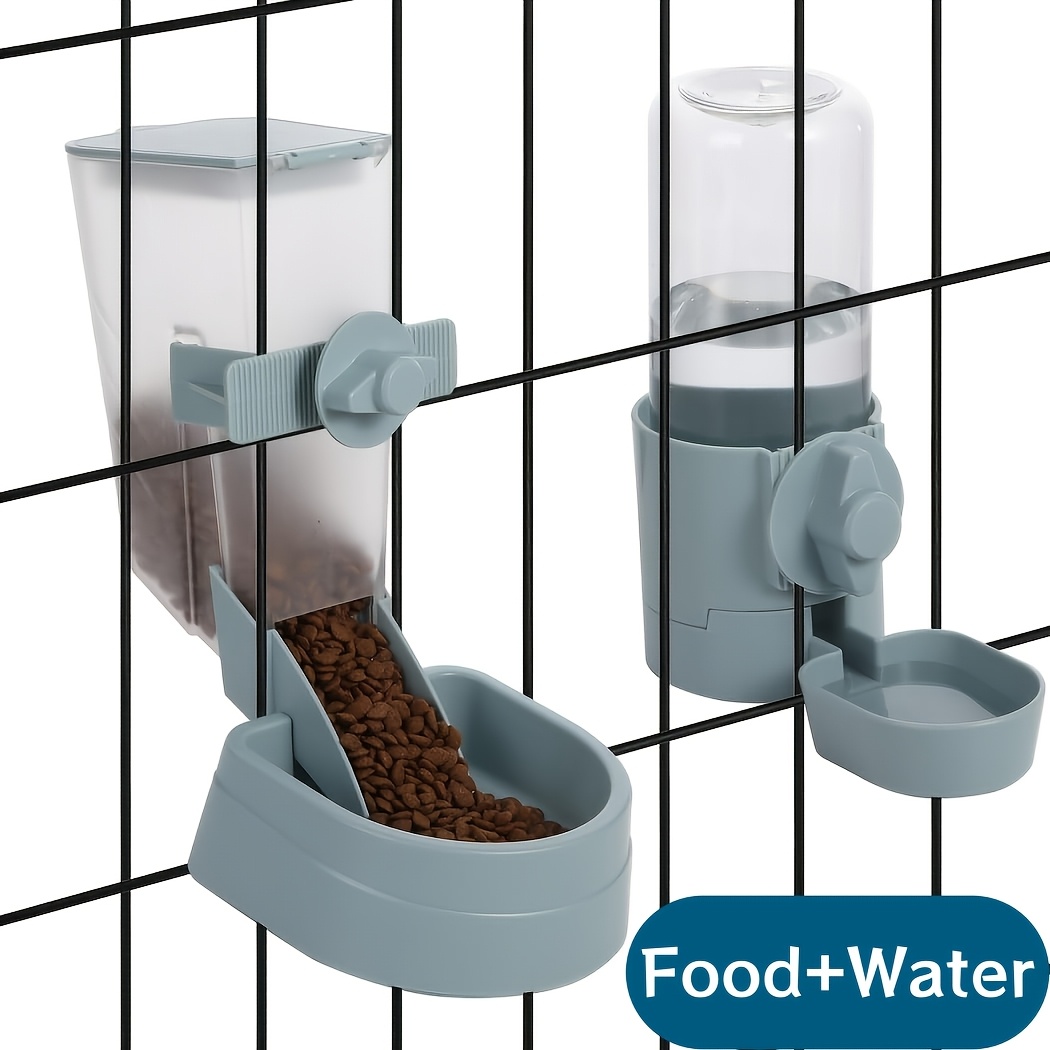 TEMU Easy-install Small Pet Feeder Waterer For Rabbit, Ferret, Cat & Bird, Durable Plastic -watering Station For Cage Indoor Outdoor