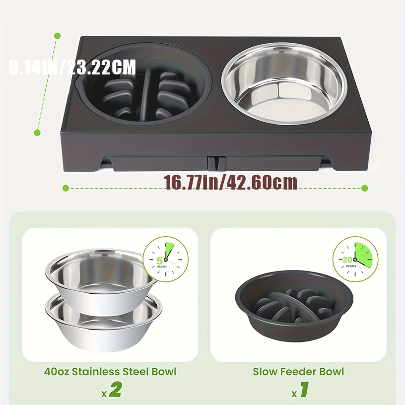 pet lifting bowl adjustable elevated cat bowl upright anti vomiting dog bowl dual feeding water bowl ergonomically adjustable height feeding rack   essential comfortable feeding solution Product details 1