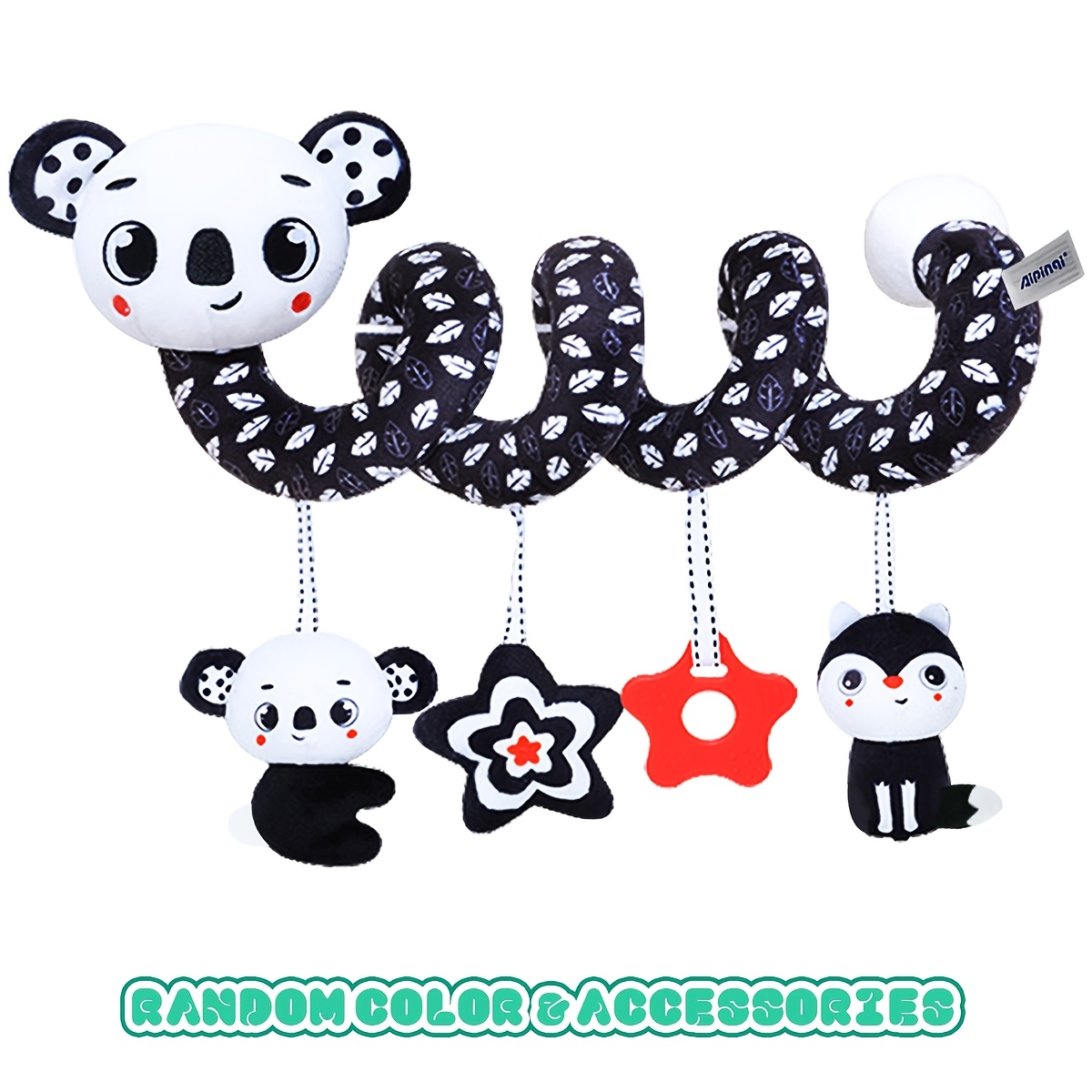 Image of Baby Spiral Plush Toy, Black And White Animal Visual Stimulation Hanging Toy, Cartoon Sensory Toy For Car Seat & Stroller, Random Color, Christmas Halloween Gift