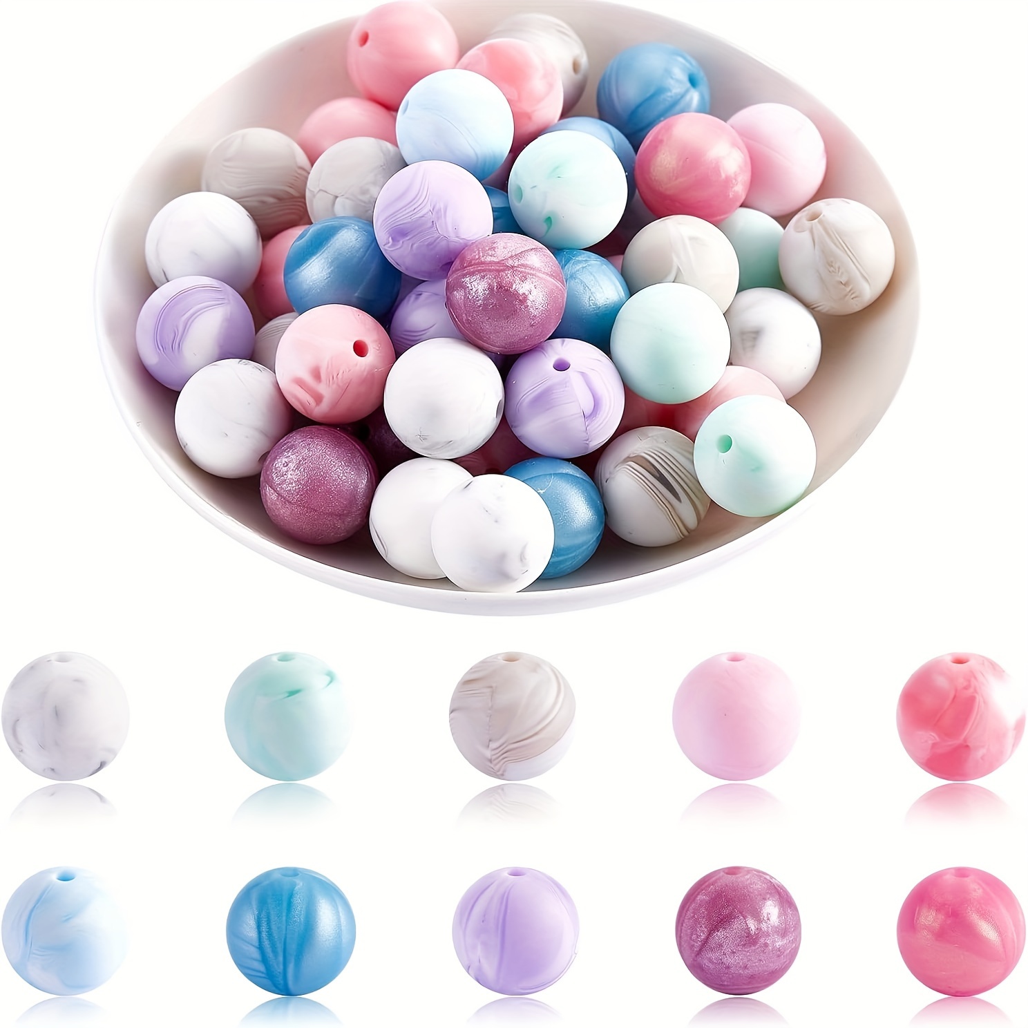 

100pcs 15mm Silicone Beads Multicolor Round Silicone Beads Kit Loose Bulk Silicone Beads For Keychain Making Necklace Bracelet Crafts