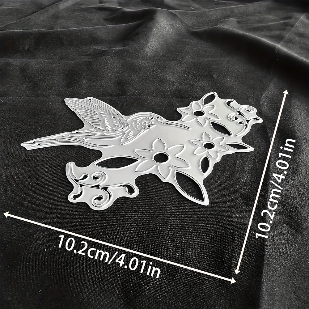 Image of 1pc Hummingbirds And Flowers Metal Cutting Die, Decoration Embossing Die Cut, Greeting Card Making Template, Suitable For Album Card Making, Handmade Card Tools