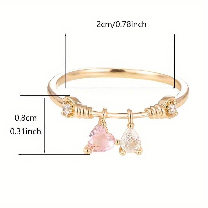Heart Pendant Ring Zirconia Copper Plating