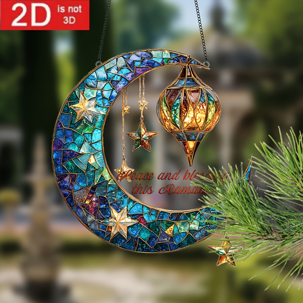 

2d Crescent Shaped Ramadan Sunshine With Double-sided Acrylic, Outdoor And Wall Decoration, Vibrant Spring Hanging Decorations, Perfect Gifts For Ladies And Festivals