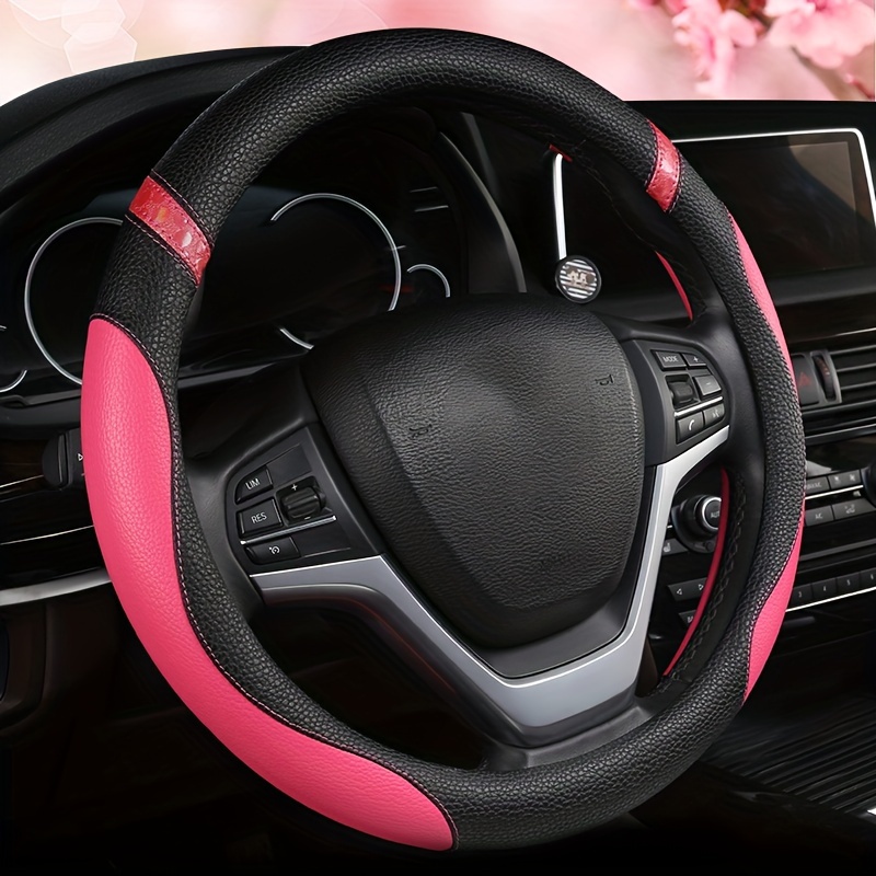 

Universal Fit Pu Leather Steering Wheel Cover For 15-inch Wheels - Dual-tone Stitching, Season Versatile, Unisex Design Without Inner Circle