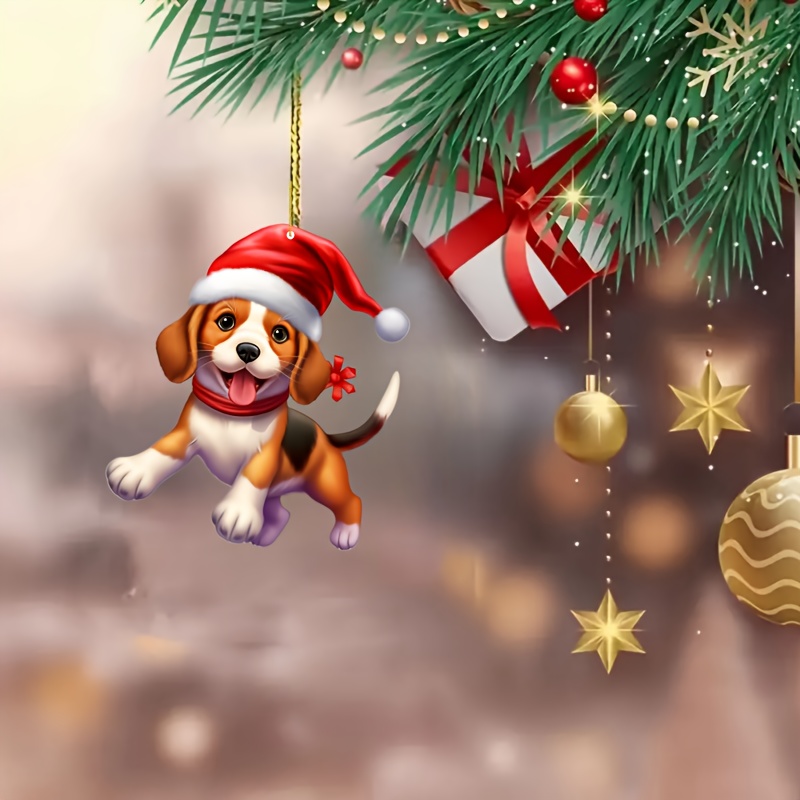 

1pc Dog , 2d Christmas Tree Hanging Decor, Keychain For Car & Decor, No , No Needed