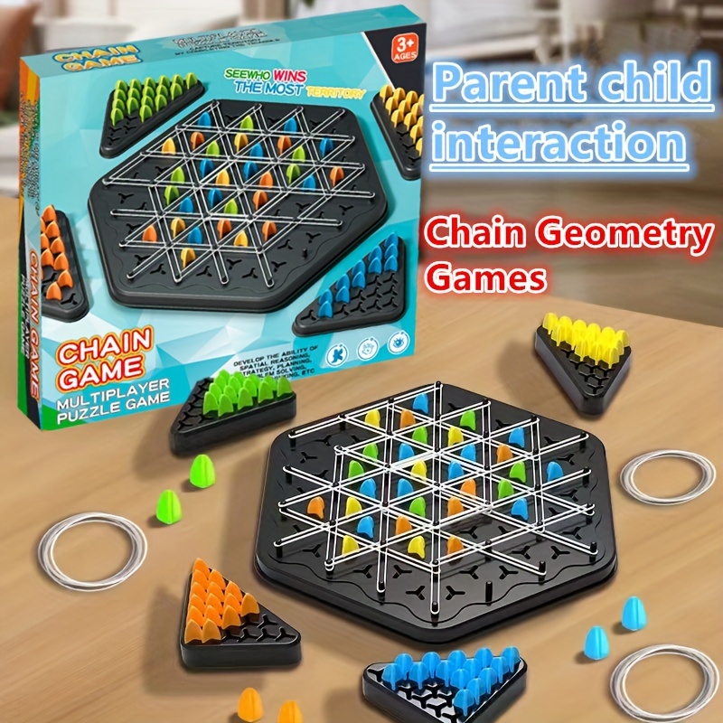 

Interactive Chain Chess Game For Kids - Fun Family Puzzle With Geometric Rubber Bands, Triangle Design - Enhances Focus & Logic Skills, Ages 3-6 Kids Fidget Puzzle Chess Set For Kids