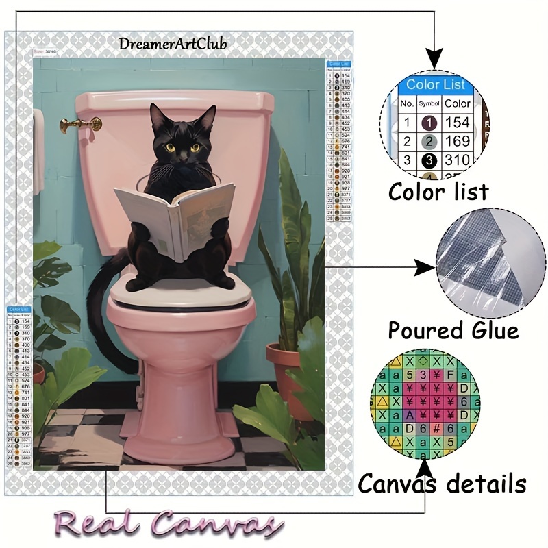 

Diamond Painting Art Cat On Toilet Series 2024 Full Diamond Painting Mosaic 5d Diy Stitch Kit Diamond Painting Art Home Decoration