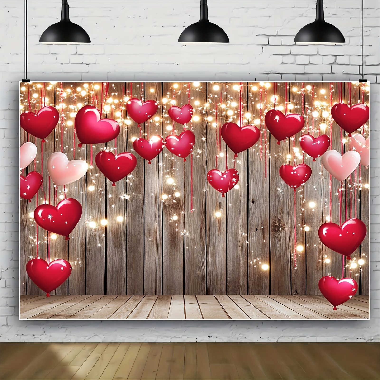 

2d Valentine's Day Love Heart & Backdrop - Polyester Photography Background For Weddings, Bridal Showers, - Sizes 39x59in .8x90.5in