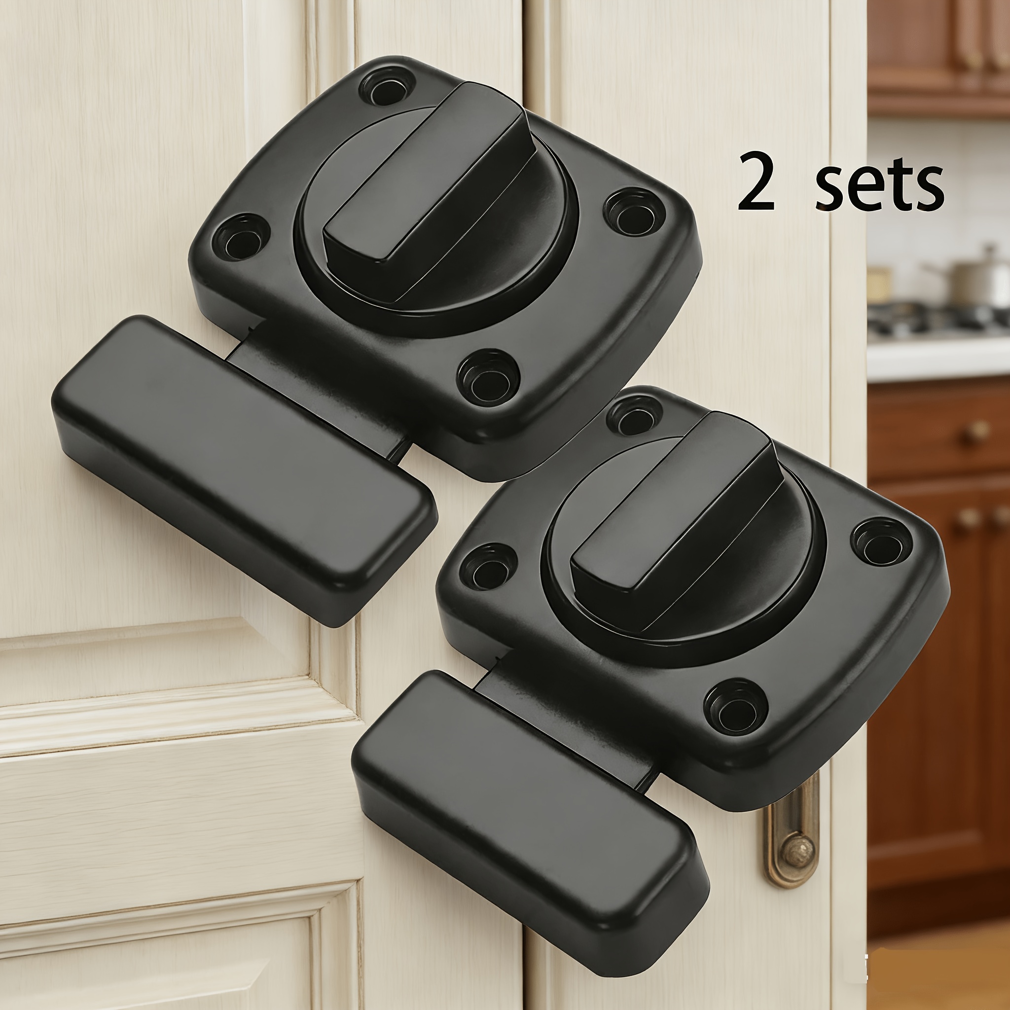 TEMU 2pcs Rotate Door Catch Gate Catches Rotate Latch Interior Door Lock Toilet Door Latch Rotate Gate Double Slide Latch Door Locks Brushed Safety