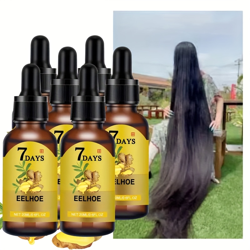 TEMU 6pcs 7 Day Ginger Hair Care Essential Oil & Nourishing Spray - Nourishing, - Designed For With Thin & Dry Damaged Hair - Penetrates Root To Tip.