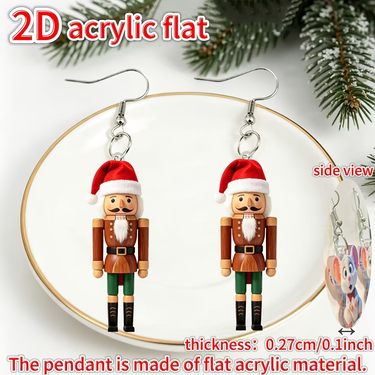 Fun 2026 Christmas Nutcracker Acrylic Drop Earrings