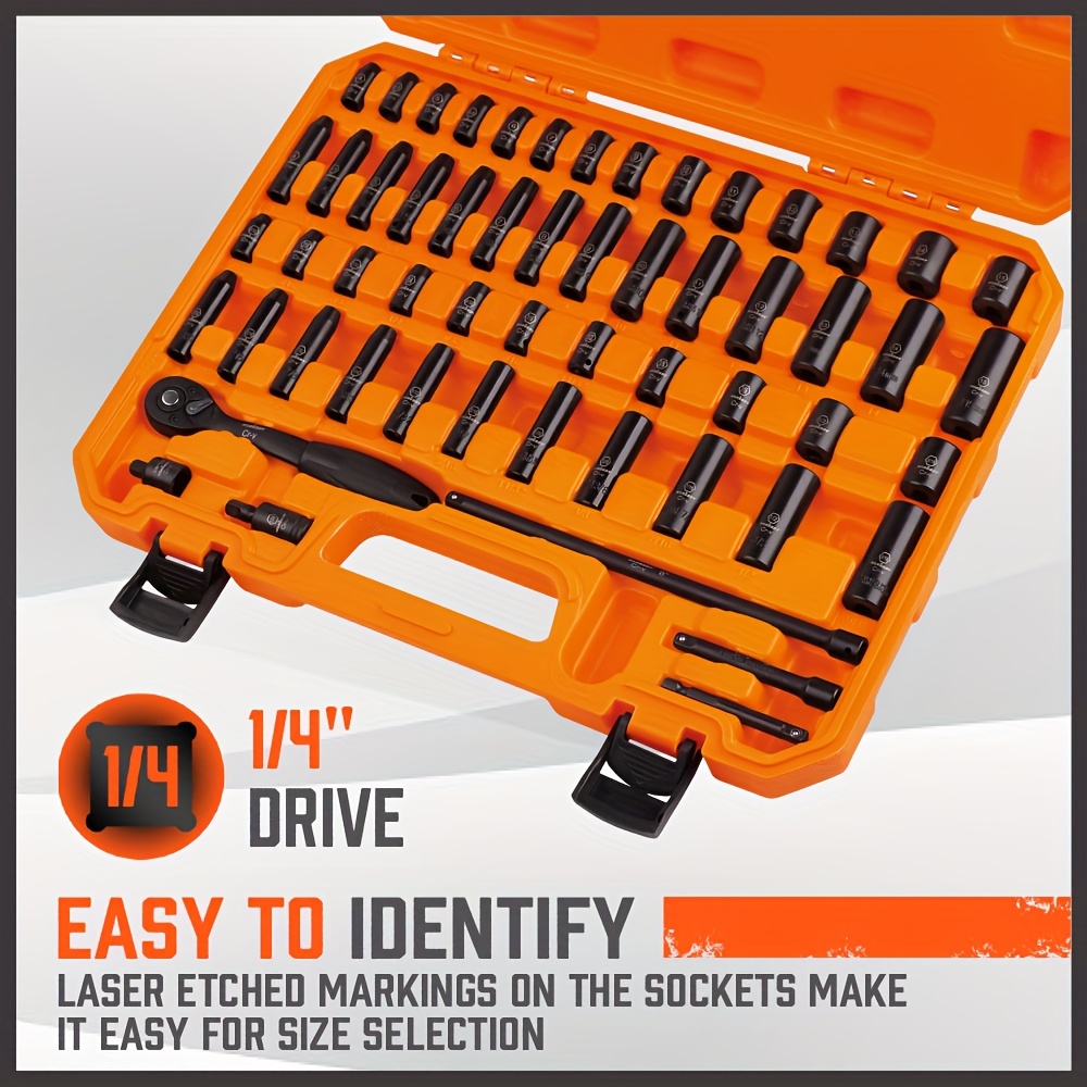 50/56/66pcs Drive Impact Socket Set with Universal Joint