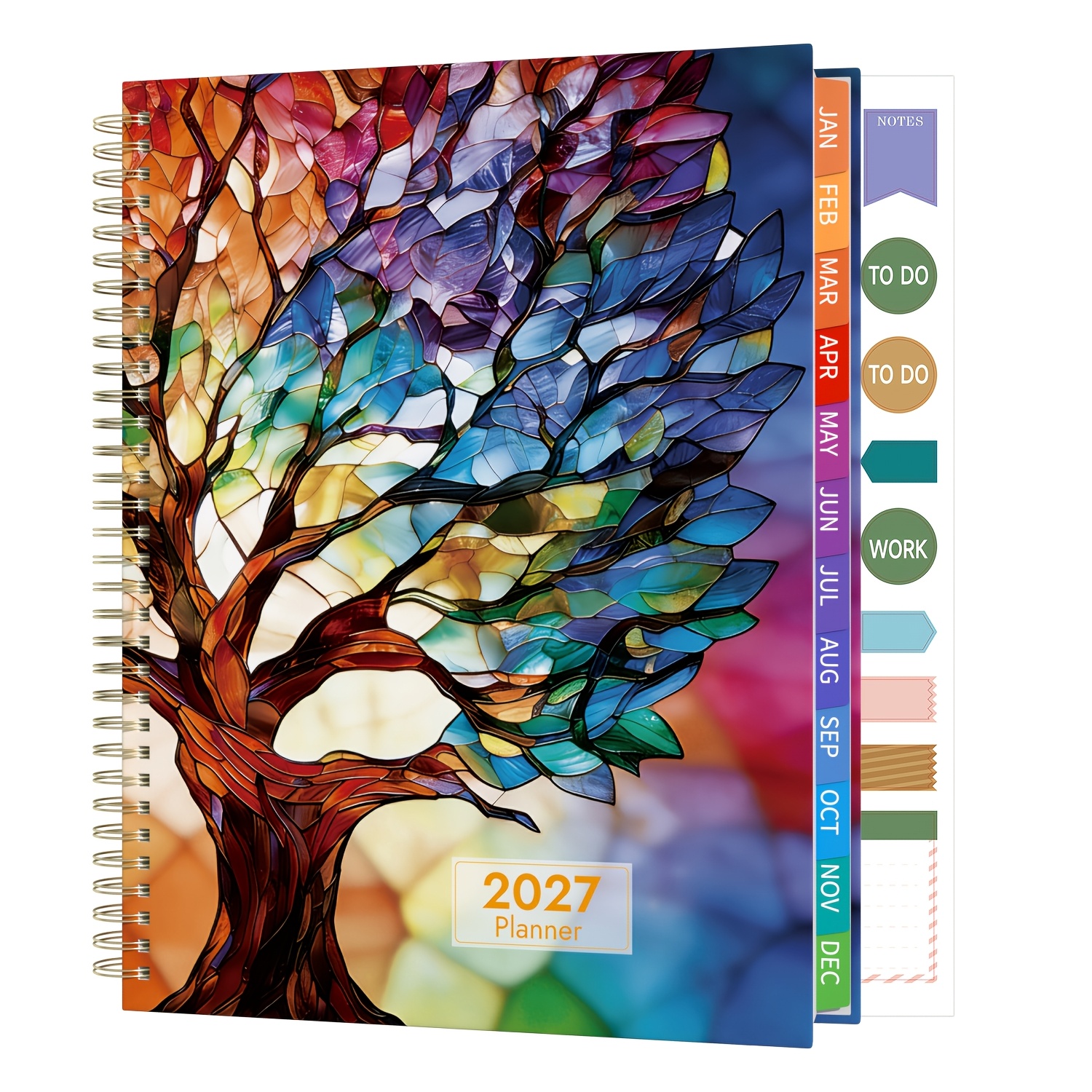 TEMU Agenda 2027 Grand Planificateur Heure par Heure, Janvier 2027 à Décembre 2027, Agenda Arbre de Vie avec Règles de avec Onglets Colorés, Agendas