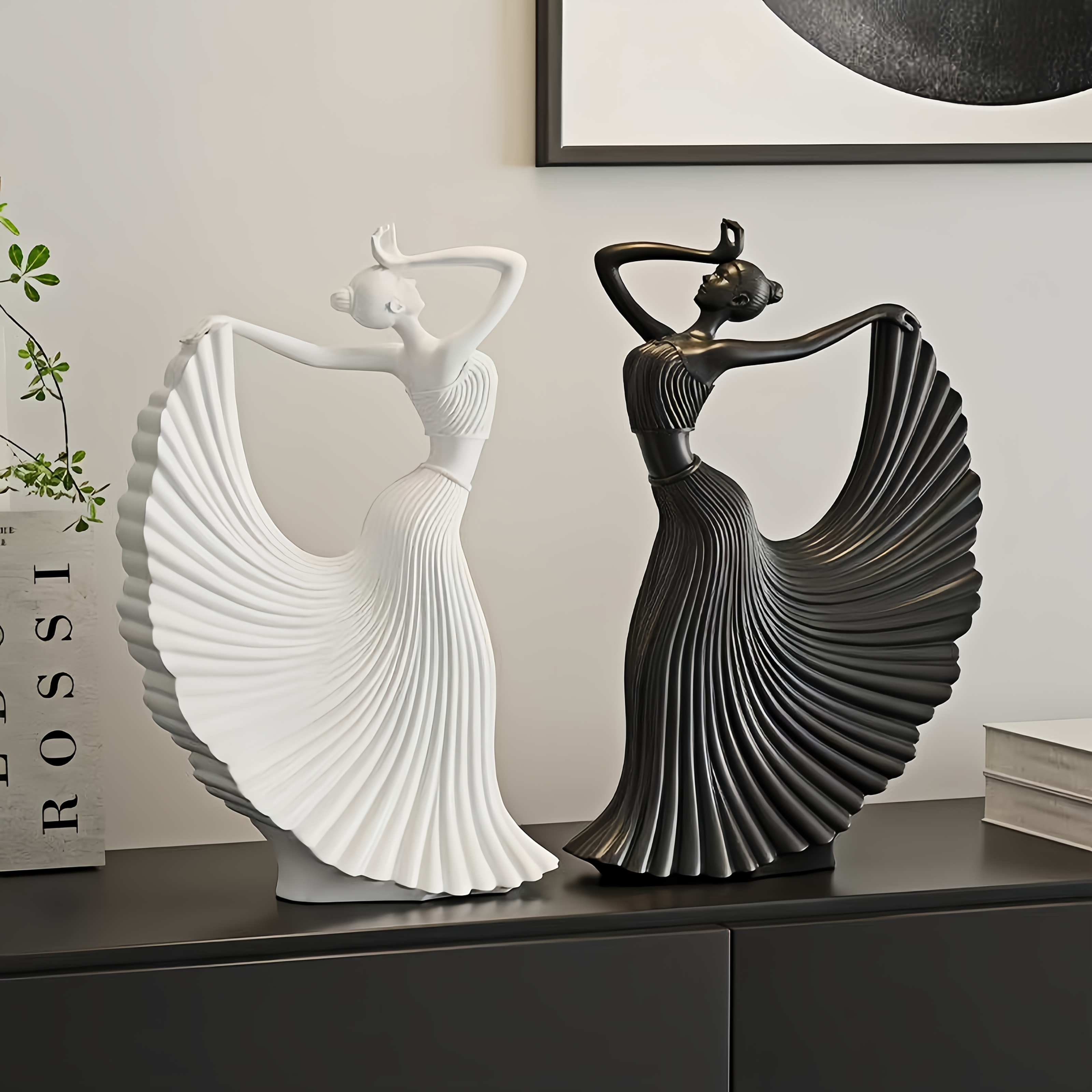 1pc Abstract Dancer Figurine, Resin Art Sculpture, Modern Minimalist Home Decor, Black/White, for Living Room Bedroom Office, Aesthetic Tabletop Ornament