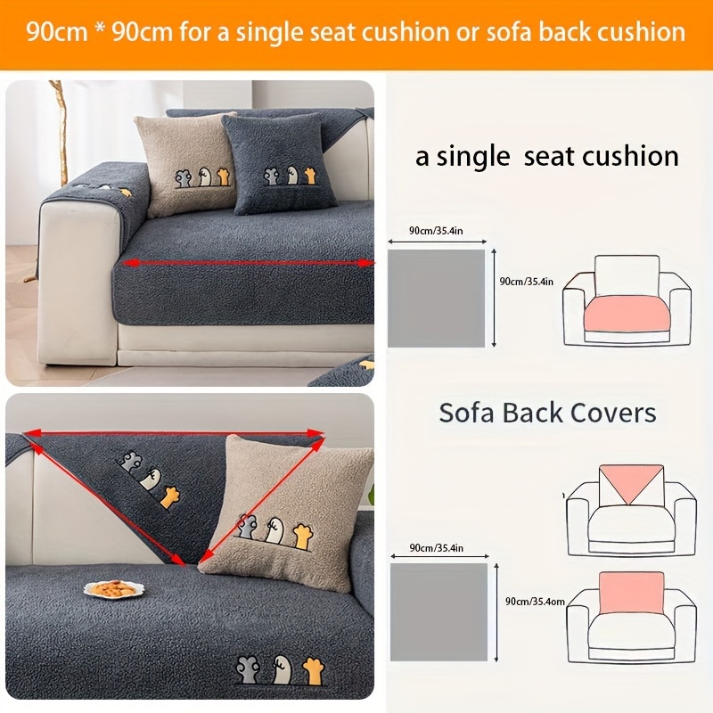 TEMU 1pc Thick Lamb Plush Sofa Cushion, A , Dog-friendly, Sofa Cover, Thick Plush Seat Cushion Protector, Plush Non-slip Sofa Cover, Furniture