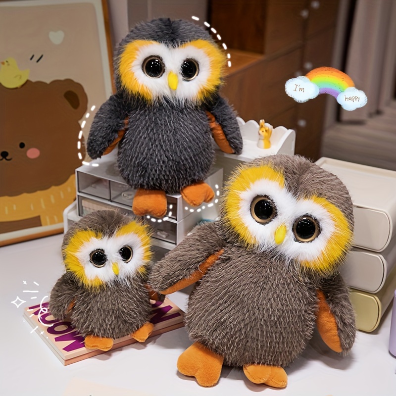 Cute 7.87 Owl Plush Toy Wide Bald Design Soft Synthetic Fiber Home Decor Gifts