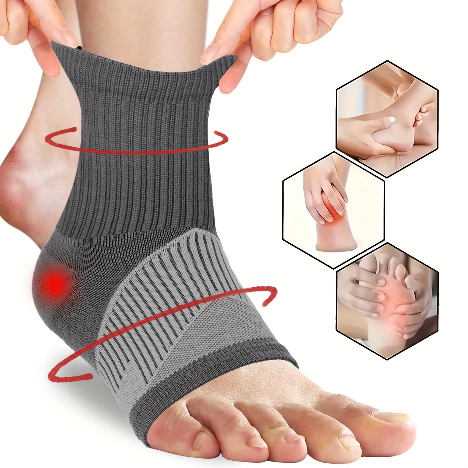 Premium Ankle Compression Socks Open Toe (1 Pair), Ankle Compression Sleeve  with Arch and Ankle Support, Toeless Neuropathy Socks for Men and Women  - Main Image