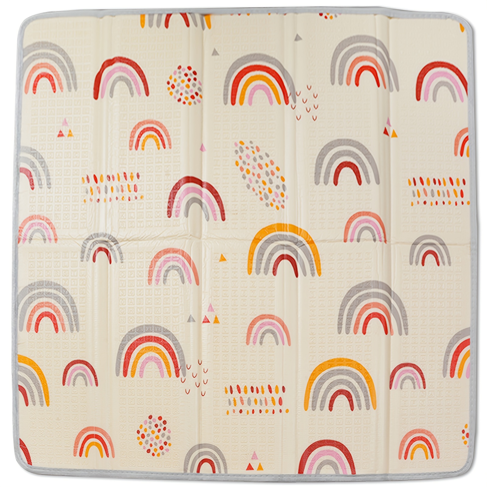 Baby Speelmat 150X150Cm, Gemaakt van 2Cm Dik Schuim, Opvouwbaar Dubbelzijdig Ontwerp, Regenboog/Sterrenpatroon, Creëert een Comfortabele Kruipruimte