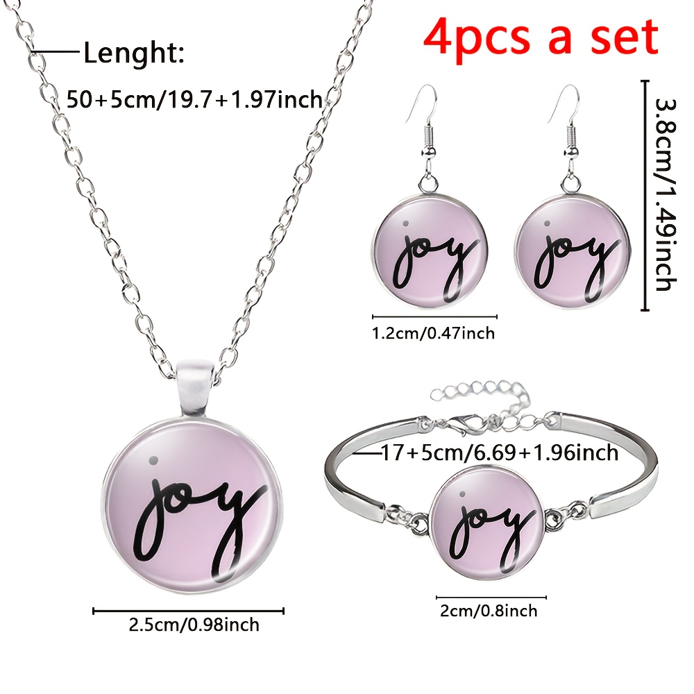 4pcs Elegant White Jewelry Set with Necklace, Bracelet, and Earrings