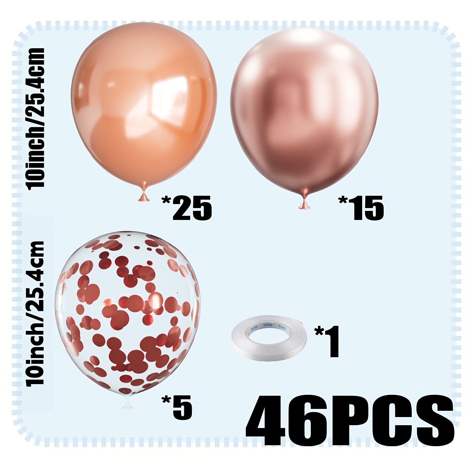 TEMU Lot de 46 ballons en latex rose doré, incluant des ballons à paillettes rose doré, convient pour , le An, les anniversaires, les carnavals, les