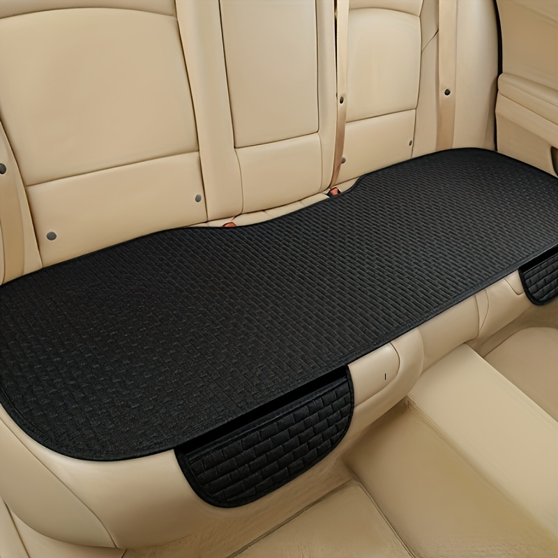 TEMU 1pc, Rear Three-seat Car Seat Cover, Back Seat Car Seat Protector, Linen Texture, Non-slip Car Accessory