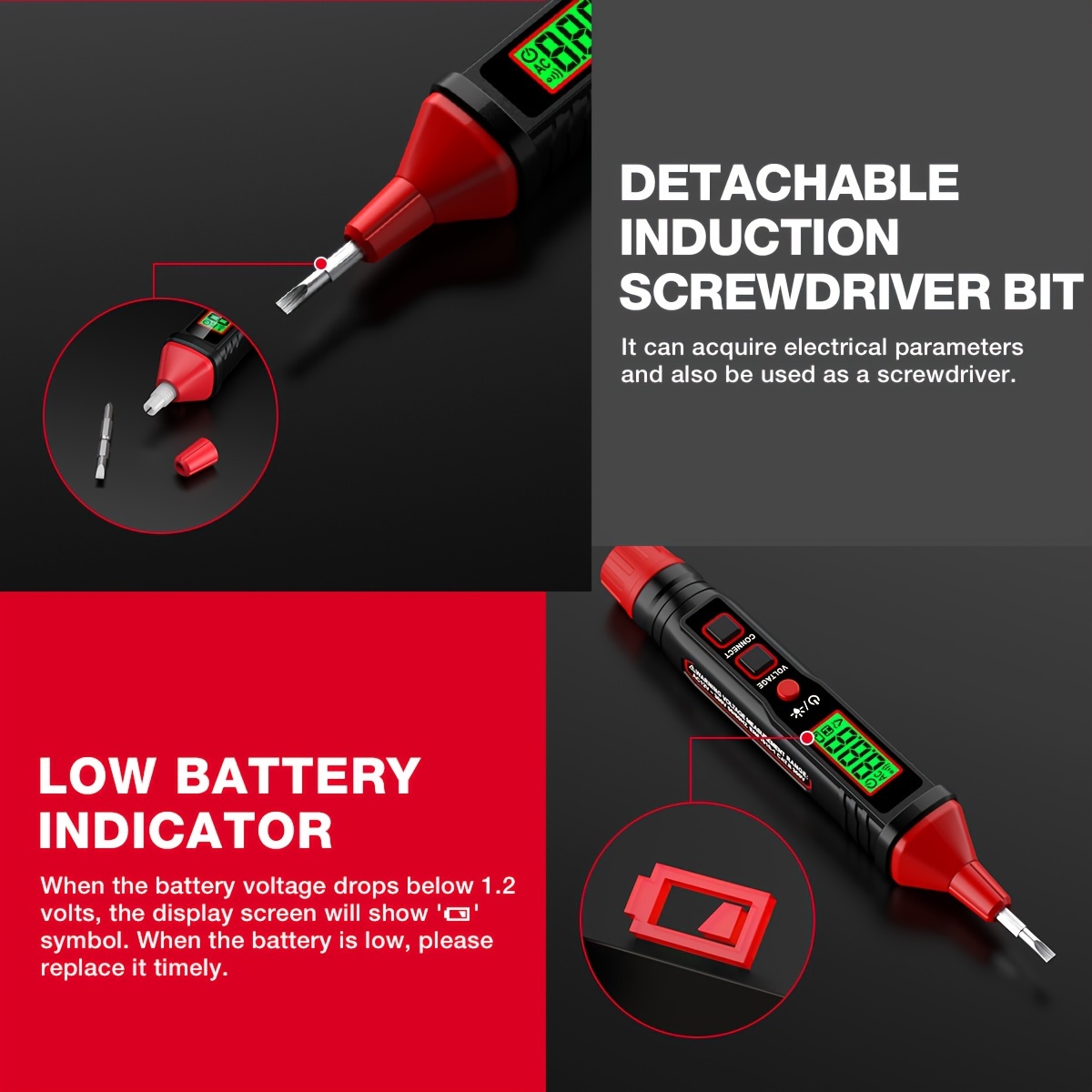HT92 Voltage Tester, Contact Voltage Tester, Dual Range AC/DC 12V-300V, Electrical Tester With LCD Display, Buzzer Alarm, Wire Breakpoint Finder details 6