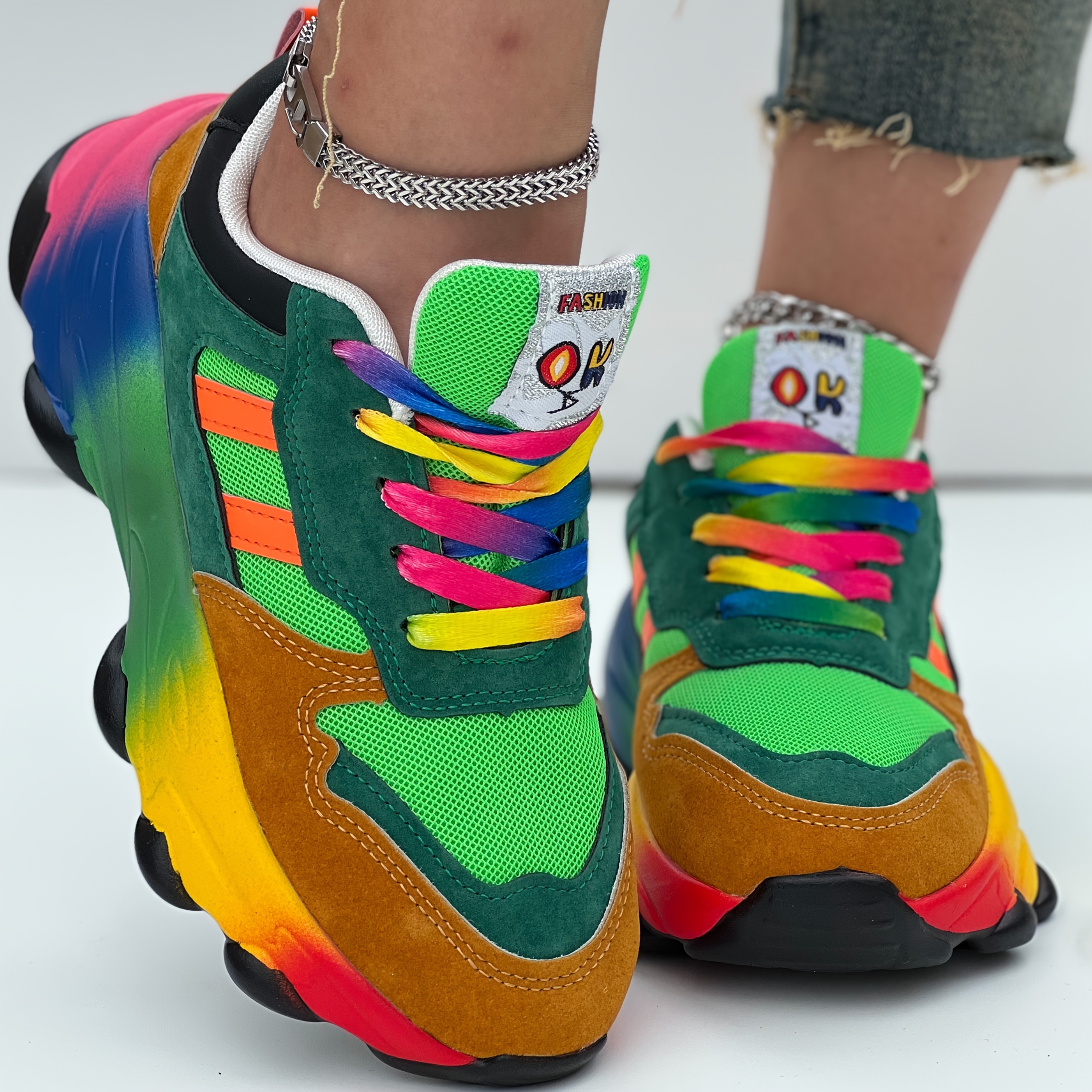 womens colorful gradient top sneakers breathable fabric Temu