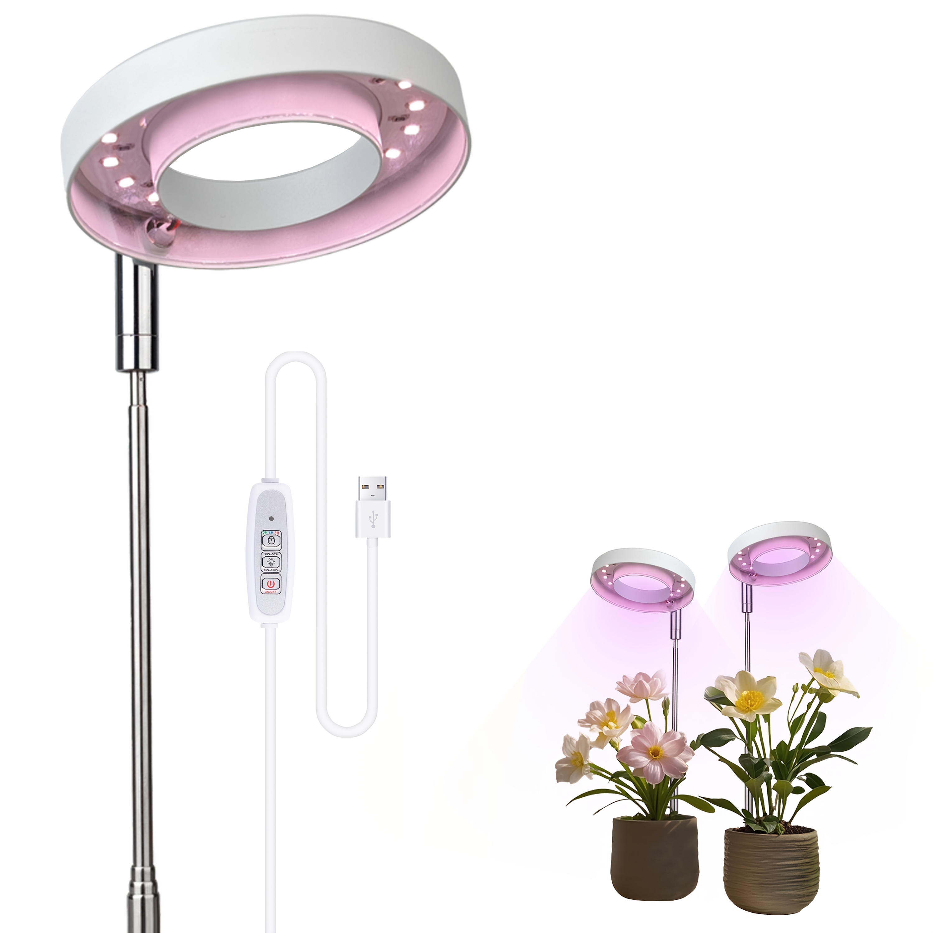 

2/3/4/6/9pcs Full Led Plant Growth Lights, Suitable For Indoor Plants, With 4 Brightness Adjustment Settings, Height Adjustable Indoor Plant Growth Lights, And With 2/4/ Automatic Timer