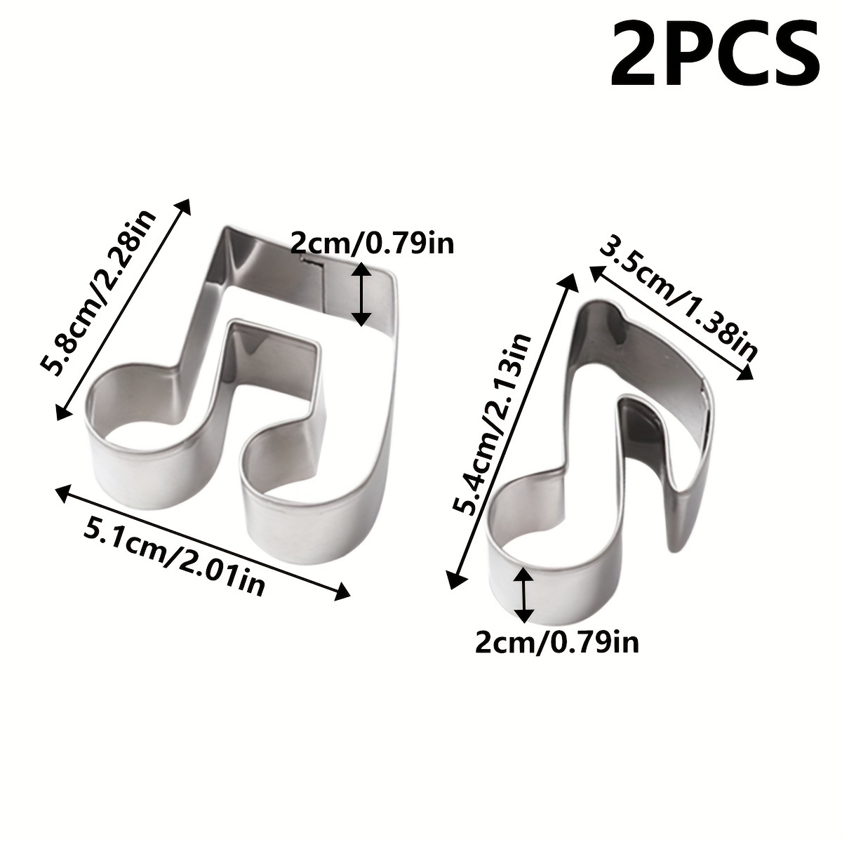 TEMU 2pcs Stainless Steel Cookie Mold Musical Note Pattern Vegetable And Fruit Cutter Fondant Mold, 430 Stainless Steel Music Symbol Cookie Mold