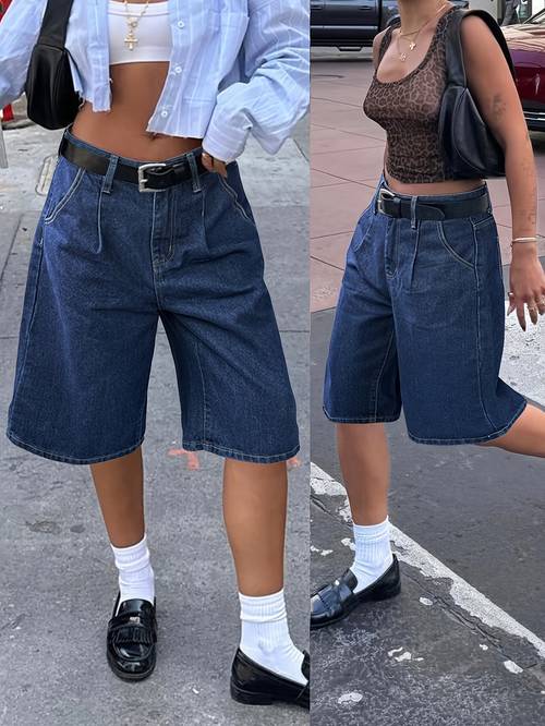 womens denim capri pants street style comfortable fashion casual shorts denim fabric