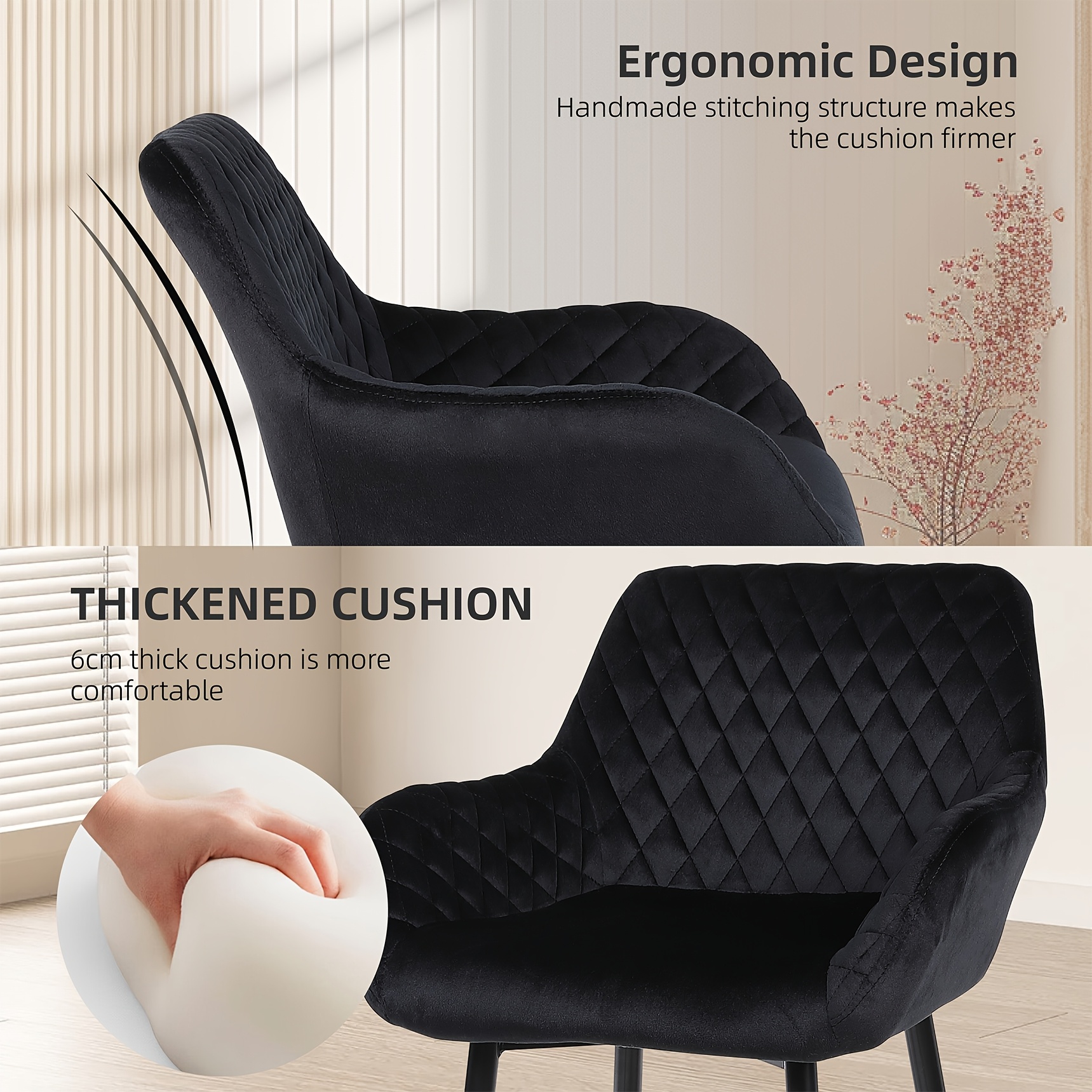 Velvet Fabric Bar Stool Set with Integrated Backrest