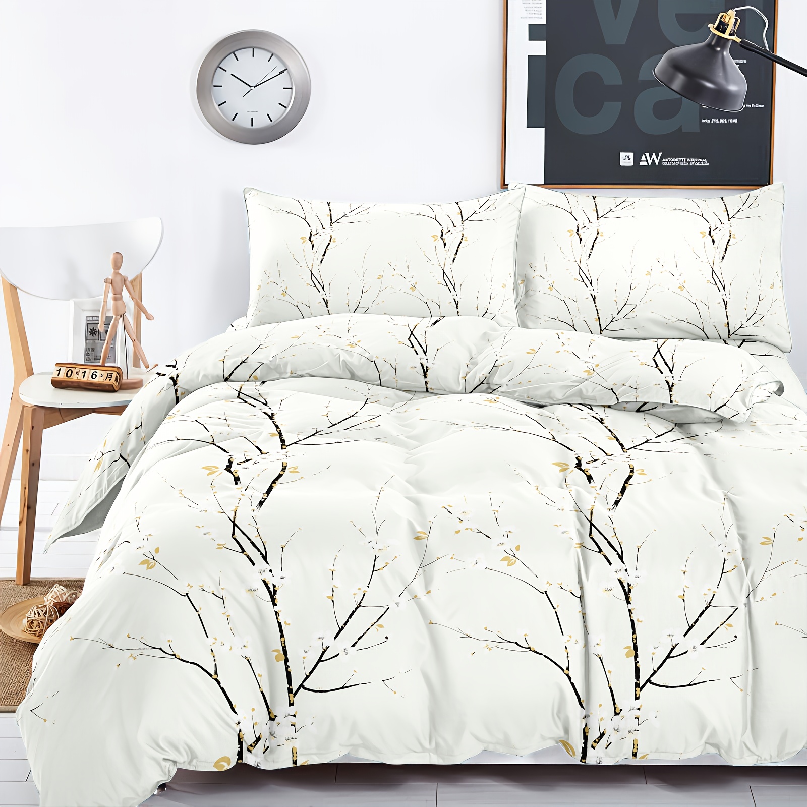 Image of 3pcs Set (2 Pillowcases And 1 Duvet Cover) Polyester Bedding, Universal For Double/single/king/cal King Beds, Shrink-resistant And Fade-resistant, Soft And Skin-friendly, Easy To Care