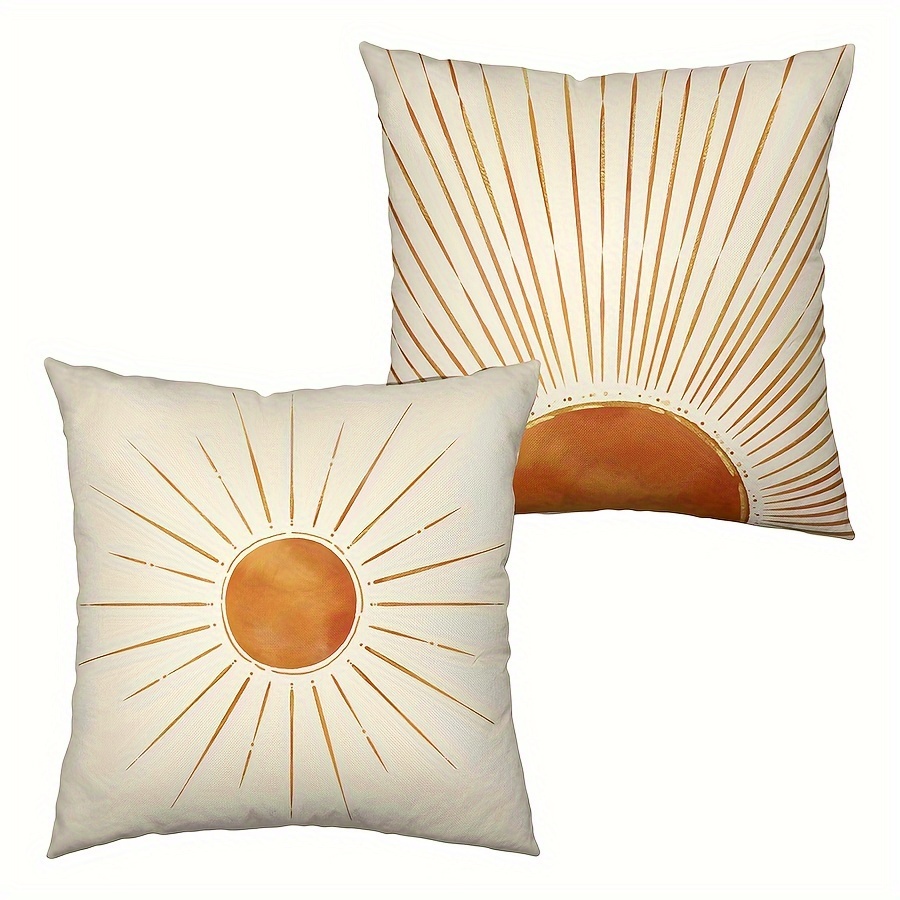 TEMU Set Of 2 Linen Throw Pillow Covers Featuring An Abstract , A Bohemian Aesthetic. Ideal For Decorating Your Living Room Couch, Available In Sizes