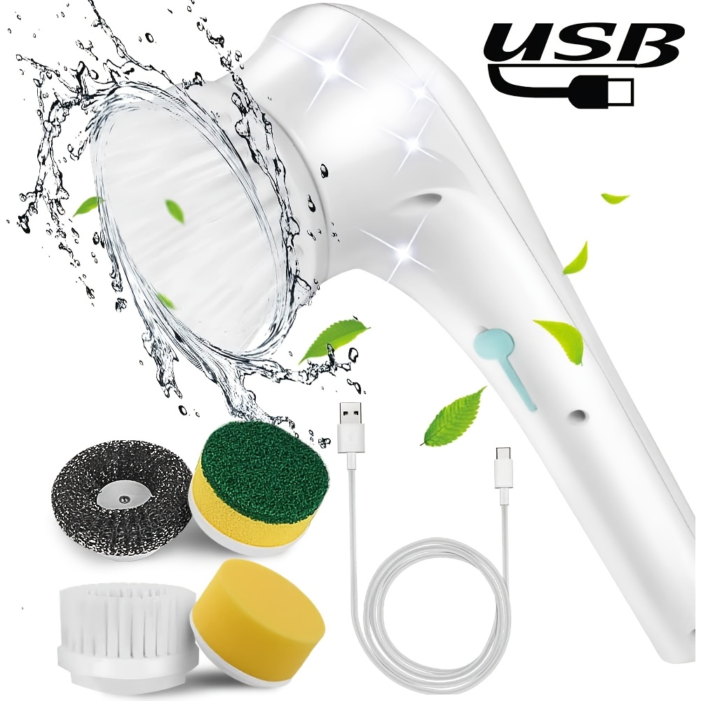 Cordless Electric Spin Scrubber with 4 Brush Heads