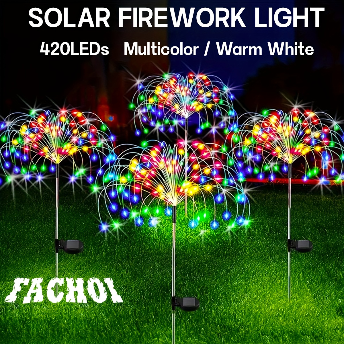 

Fachoi 420led Solar-powered Garden Lights, 8 Lighting Modes, Suitable For Garden/patio/walkway/pathway/party, 360/300/200/60 Leds