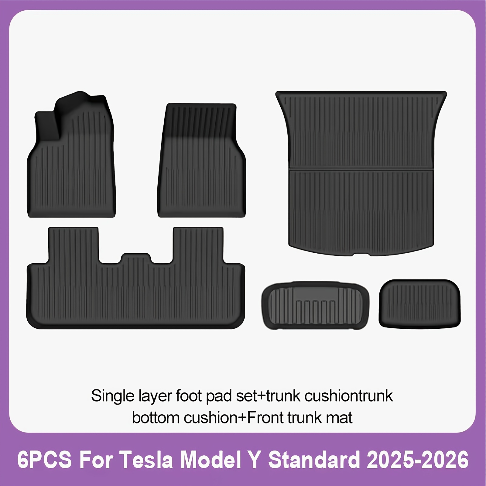 Tpe Material Single-layer Foot Mats 6pcs Set, Suitable For For 2025-2026 Left-hand -seater Models, Easy-to- Simple And Stylish Foot Mats, Universal, Wear-resistant And Non-slip, Easy To Clean