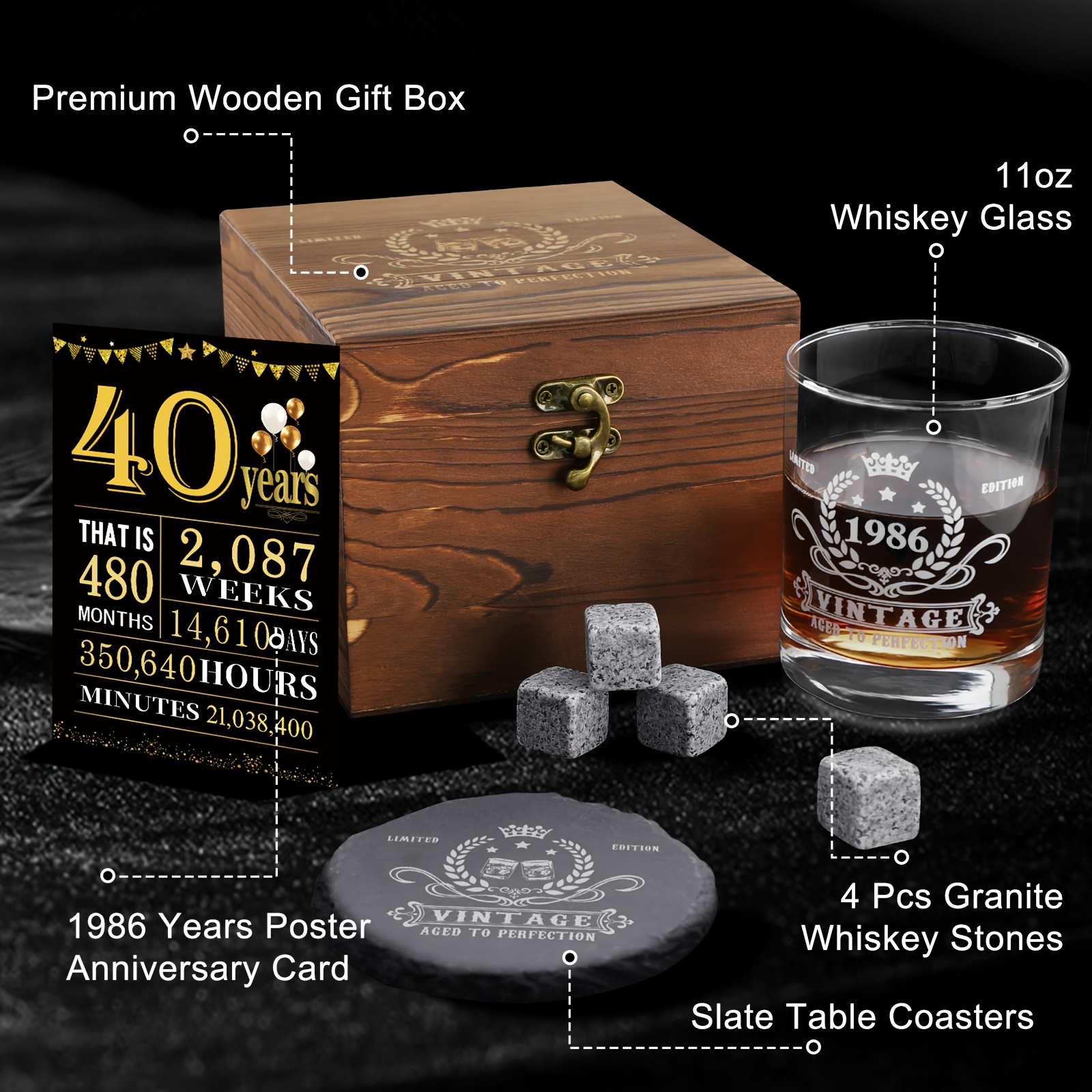Ghazpmuk Set di Bicchieri da Whisky, Set di Accessori per Whisky, Set Whisky Regalo Uomo, Whisky