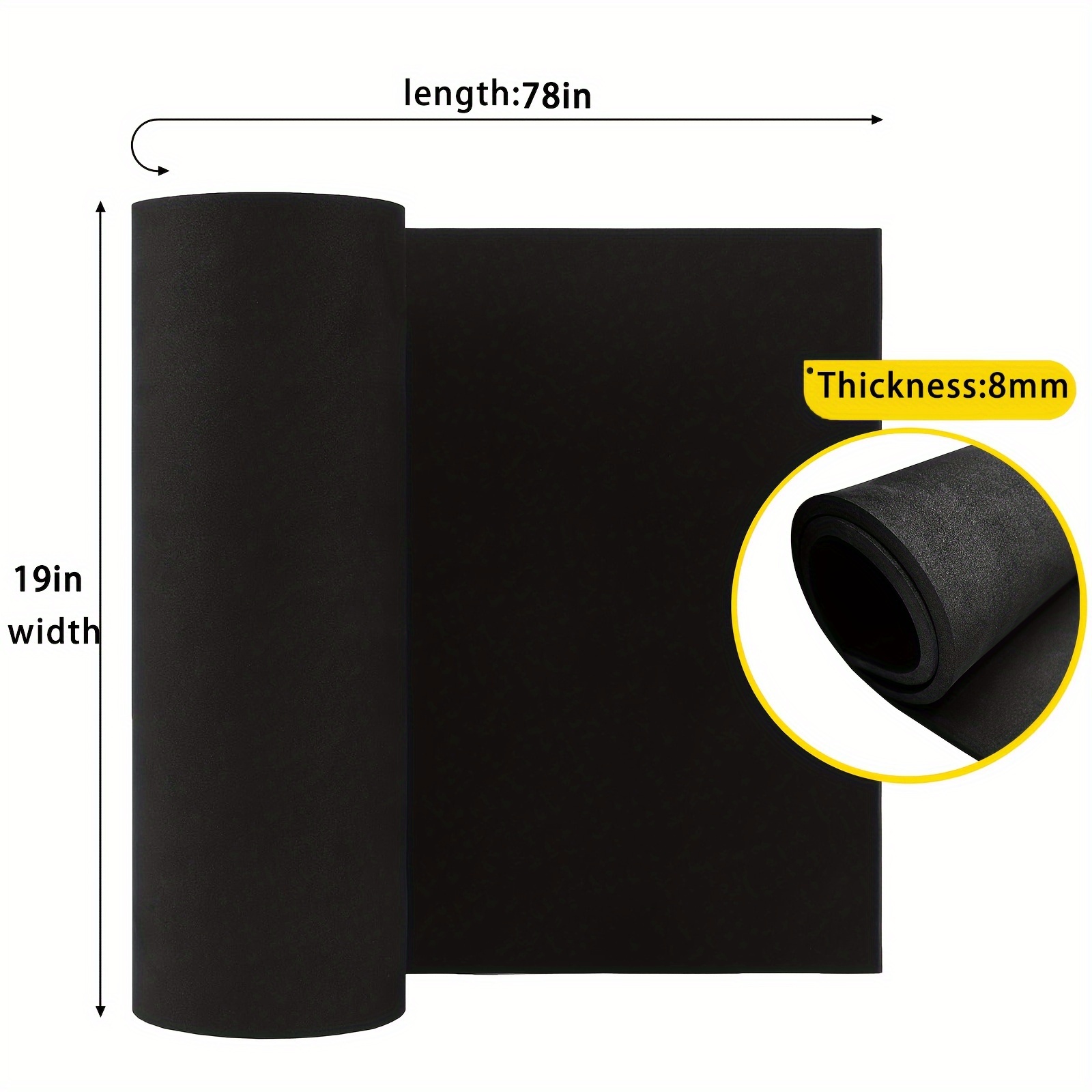 TEMU 1 Pack de Rouleau de Mousse EVA Noire, Feuille de Mousse pour Artisanat 78" X 19" (200X50Cm), Rouleau d'Éponge Extra Large d'Épaisseur de 2 à