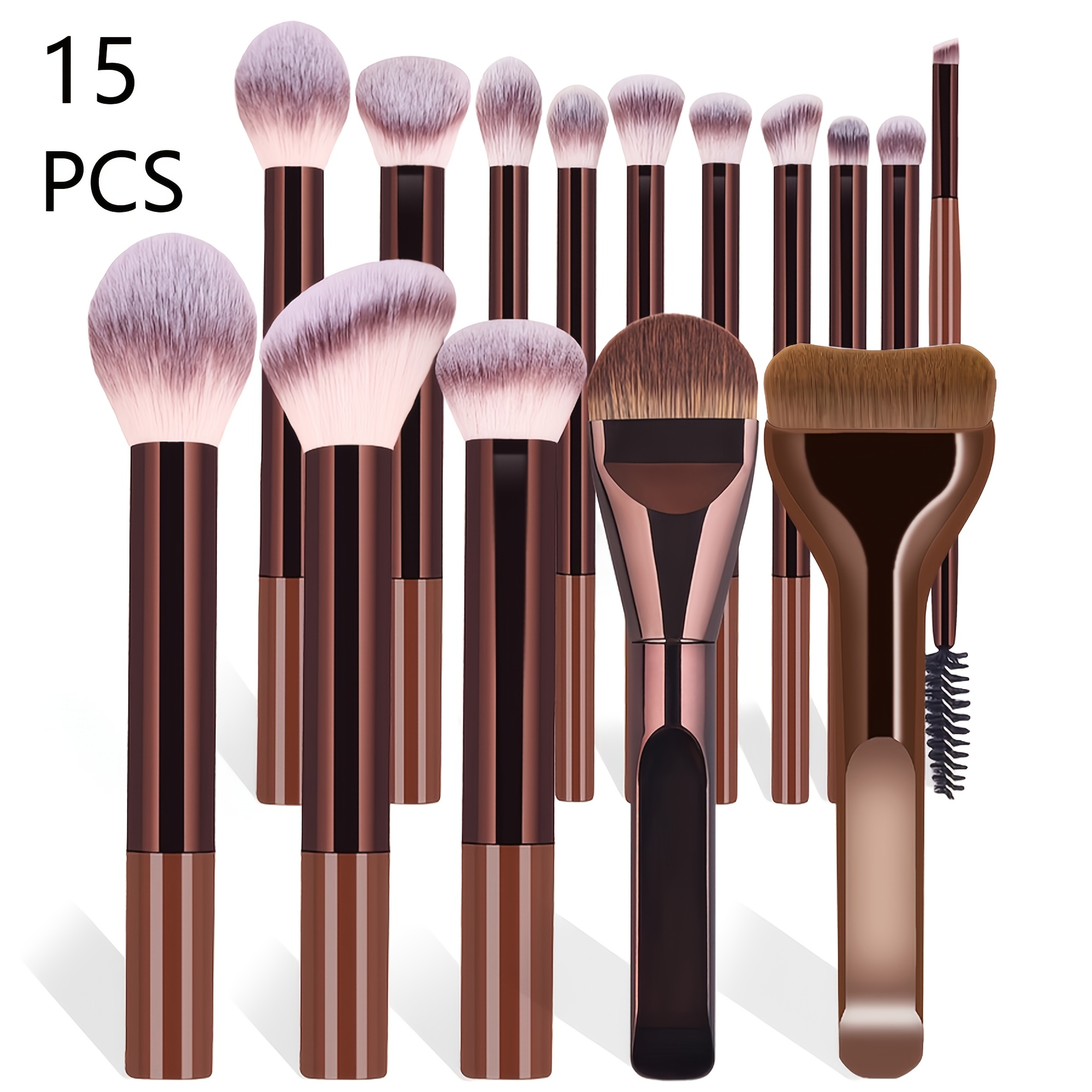 TEMU 15pcs Makeup Brush Set, Soft Bristles, Professional Foundation, Powder, Blush, Concealer, Eyeshadow Brush, Complete Set Of Makeup Tools