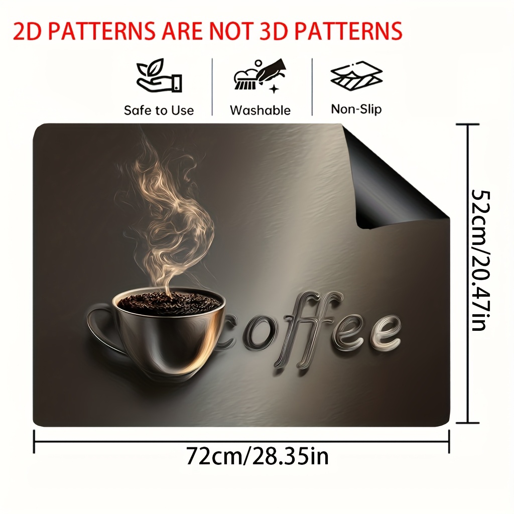 TEMU 1pc, 2d Flat Design, Coffee Mug Patterned Mat For Protecting Kitchen Stove Tops, Ideal For Glass Stoves, Ovens, Washers, And Dryers, Great For