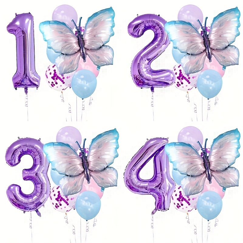 

10pcs, Butterfly Number Balloon Set, Birthday Party Decor, Anniversary Decor, Holiday Decor, Home Decor, Mother's Day Decor, Atmosphere Background Layout, Indoor Outdoor Decor