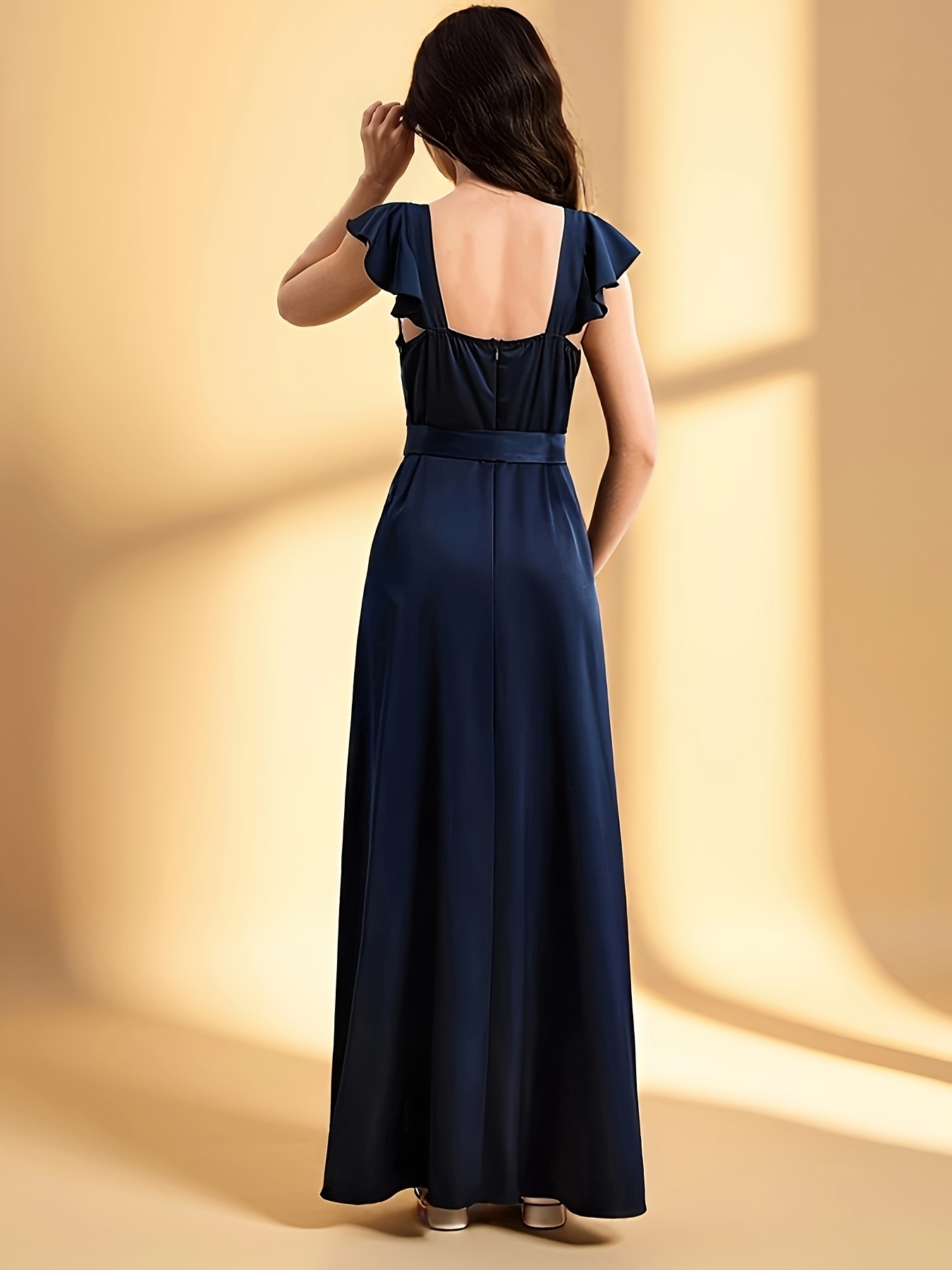 teak brown dresser Mismatched Long Navy Blue Bridesmaid Dresses main image 0
