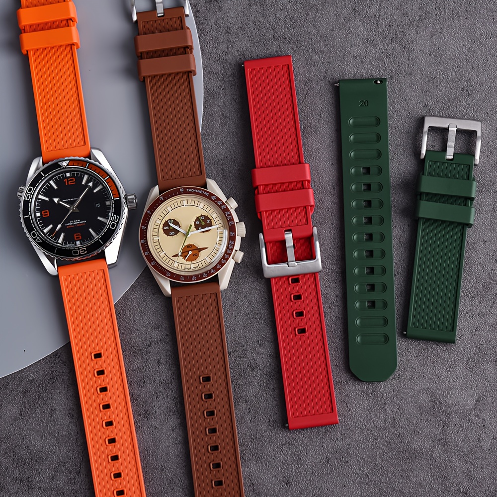 Premium FKM   Rubber Watch Band 18mm 20mm 22mm Quick Release Strap for Smartwatches Sport Military Diver Soft Comfortabl