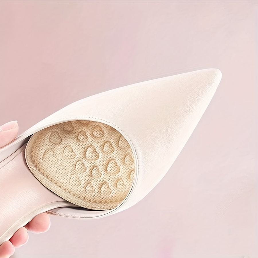 One Pair of Soft Round Head Relief Shoe Pads with Peach Heart Cushion, Anti-Slip for High Heels and Casual Shoes