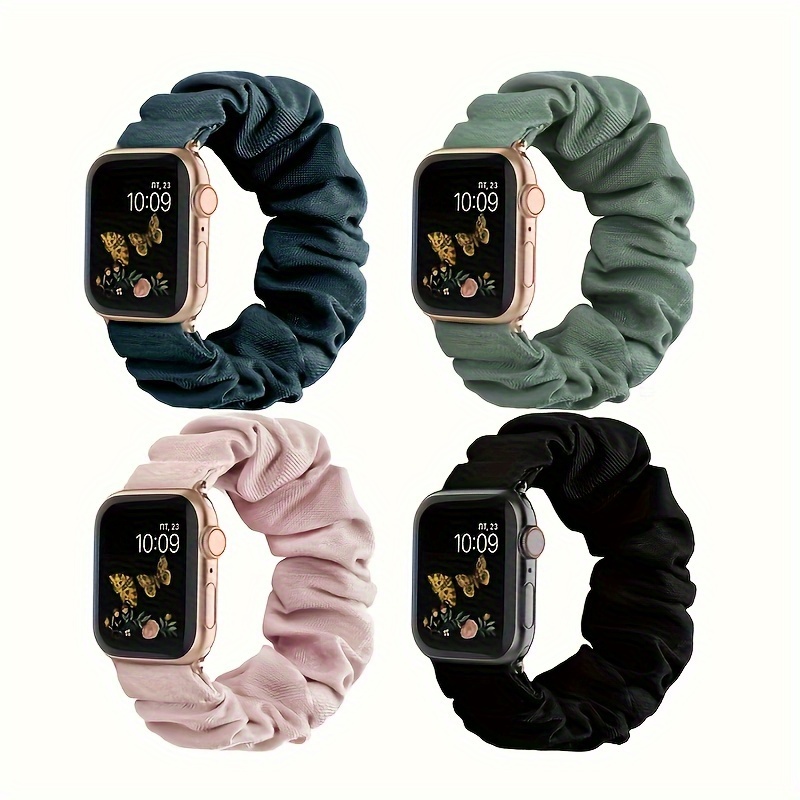 

4pc Women's Nylon Band With Intestinal Hair Loop Watch Strap 38/40/41/42/44/45/49mm Suitable For Iphone Watch Ultra/se/8/7/6/5/4/3/2/1