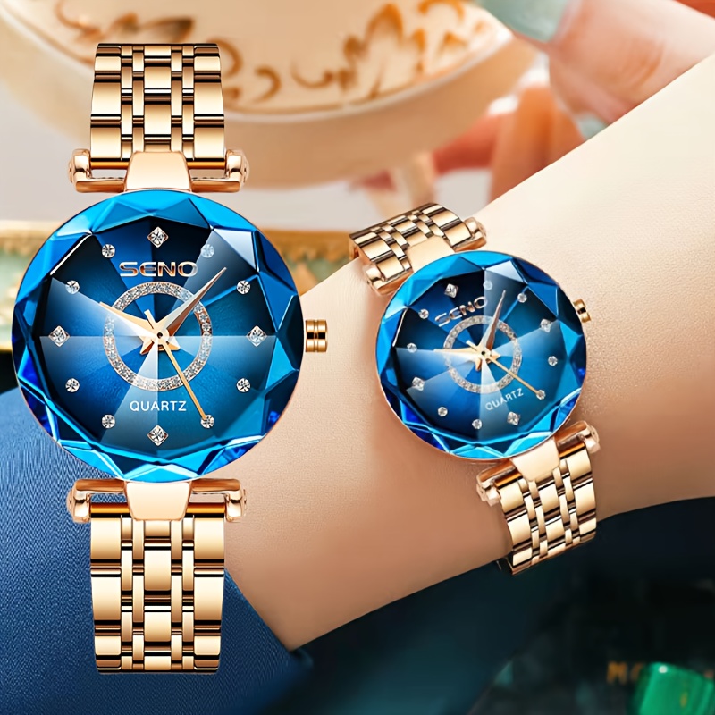 

Women's Elegant Dial Cutting Quartz Watch Waterproof Fashion Analog Stainless Steel Band Wrist Watch