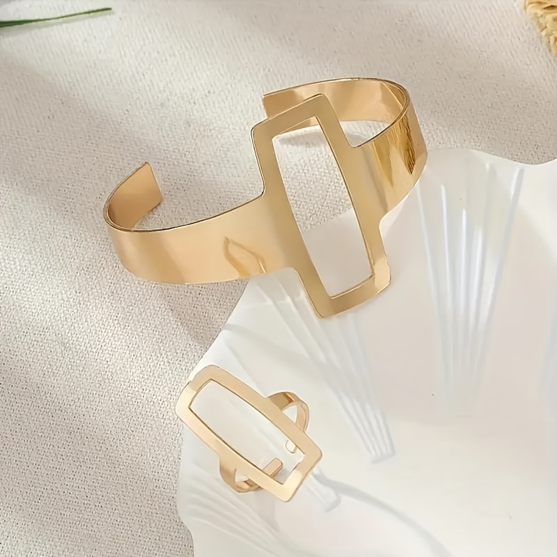 14K Gold Plated Bracelet & Ring Set for Women