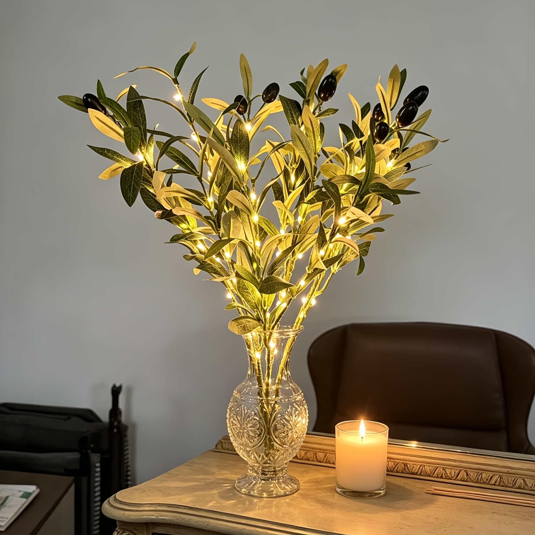 TEMU 2pcs, Tree-shaped Lamp In With 8 Warm White 40led Glow Artificial Thin Branch For Day Home Decoration Wedding Party Indoor Bedroom & Outdoor